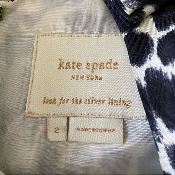 Kate Spade Dorothy Black and White Silk Shift Dress with Tie Waist Size 2 - Picture 11 of 12